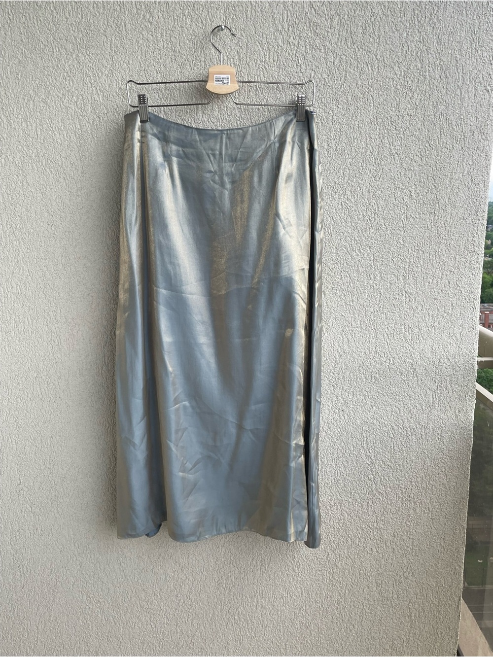 Metallic Gold and Teal Women's Rayon Satin Skirt, made in Canada